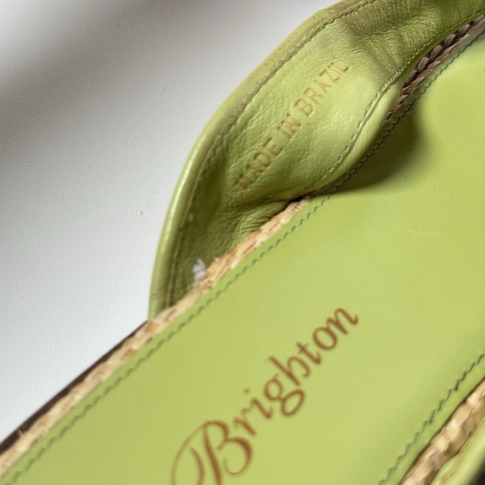 Brighton Orchid Flip Flops Womens Size 6.5 Green Leather Slip On Sandals - Picture 12 of 13